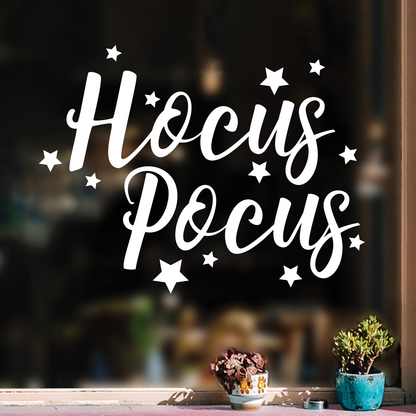 Vinyl Wall Art Decal - Hocus Pocus - 17" x 22" - Trendy Halloween Season Stars Shape Cursive Quote for Home Bedroom Living Room School Classroom Office Decoration Sticker