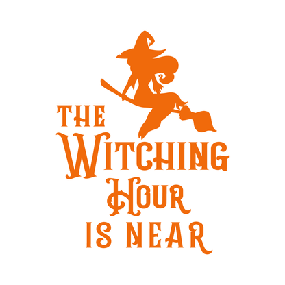 Vinyl Wall Art Decal - The Witching Hour is Near - 21" x 17" - Trendy Halloween Season Quote Witch Figure for Home Bedroom Living Room School Classroom Office Decoration Sticker