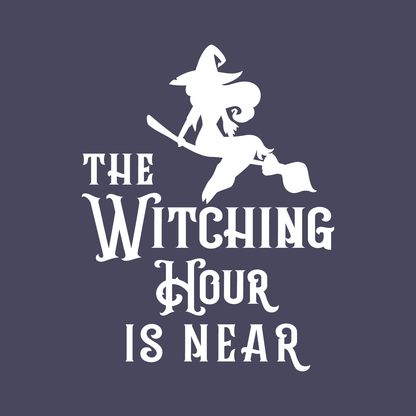 Vinyl Wall Art Decal - The Witching Hour is Near - 21" x 17" - Trendy Halloween Season Quote Witch Figure for Home Bedroom Living Room School Classroom Office Decoration Sticker