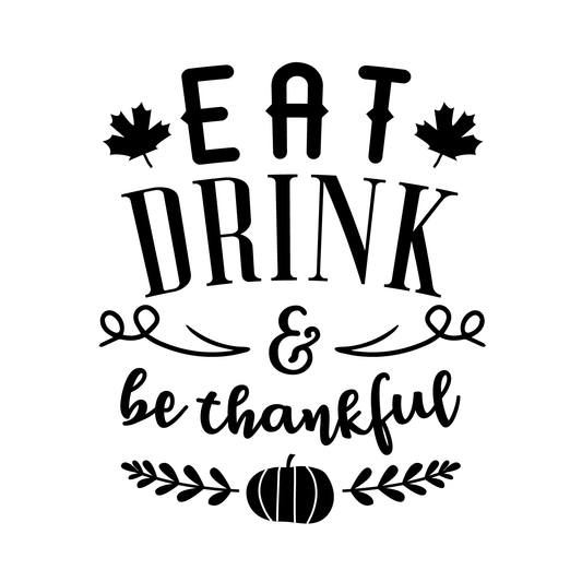 Vinyl Wall Art Decal - Eat Drink and Be Thankful - 27" x 22" - Modern Thanksgiving Quote for Home Living Room Kitchen Store Coffe Shop Restaurant Seasonal Decoration Sticker