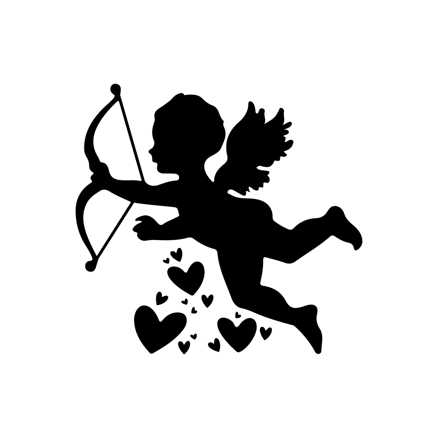 Vinyl Wall Art Decal - Cupid with Hearts - 22" x 23.5" - Modern Cute Artistic Design for Home Storefront Coffee Shop Couples Valentine's Day Decor Sticker