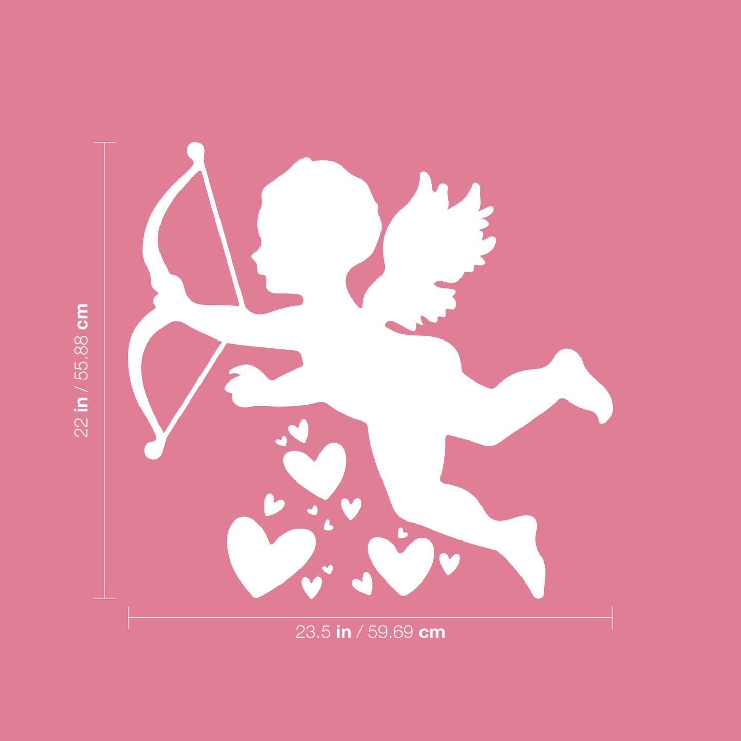 Vinyl Wall Art Decal - Cupid with Hearts - 22" x 23.5" - Modern Cute Artistic Design for Home Storefront Coffee Shop Couples Valentine's Day Decor Sticker