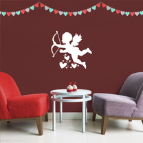 Vinyl Wall Art Decal - Cupid with Hearts - 22" x 23.5" - Modern Cute Artistic Design for Home Storefront Coffee Shop Couples Valentine's Day Decor Sticker