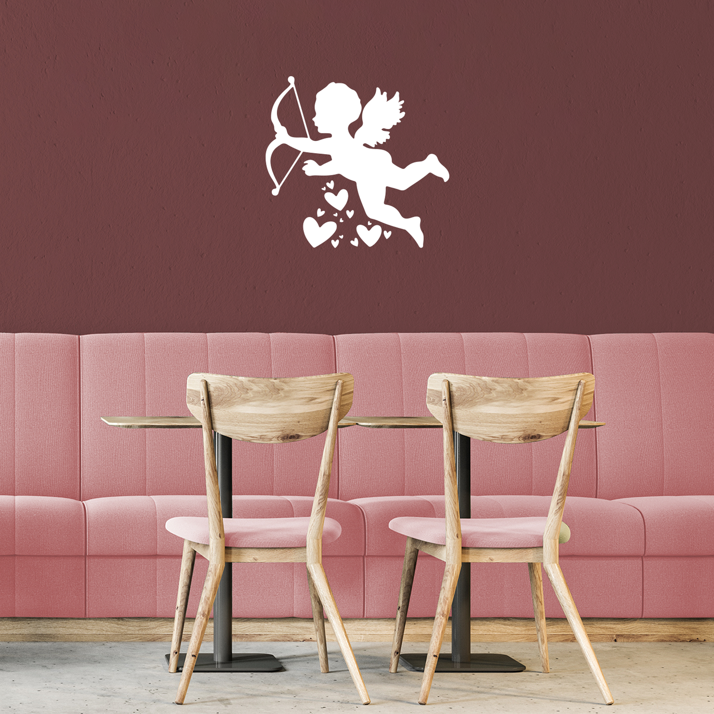 Vinyl Wall Art Decal - Cupid with Hearts - 22" x 23.5" - Modern Cute Artistic Design for Home Storefront Coffee Shop Couples Valentine's Day Decor Sticker