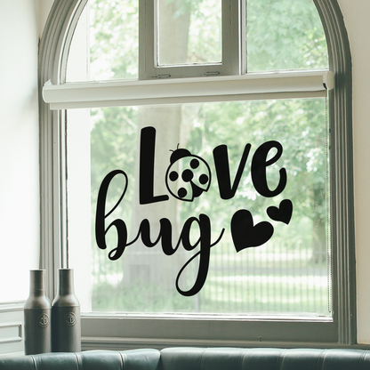 Vinyl Wall Art Decal - Love Bug - 22" x 26" - Trendy Artistic Design Hearts Ladybug for Home Storefront Coffee Shop Couples Valentine's Day Decor Sticker