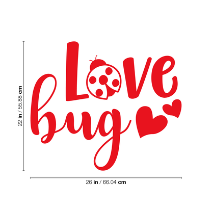 Vinyl Wall Art Decal - Love Bug - 22" x 26" - Trendy Artistic Design Hearts Ladybug for Home Storefront Coffee Shop Couples Valentine's Day Decor Sticker