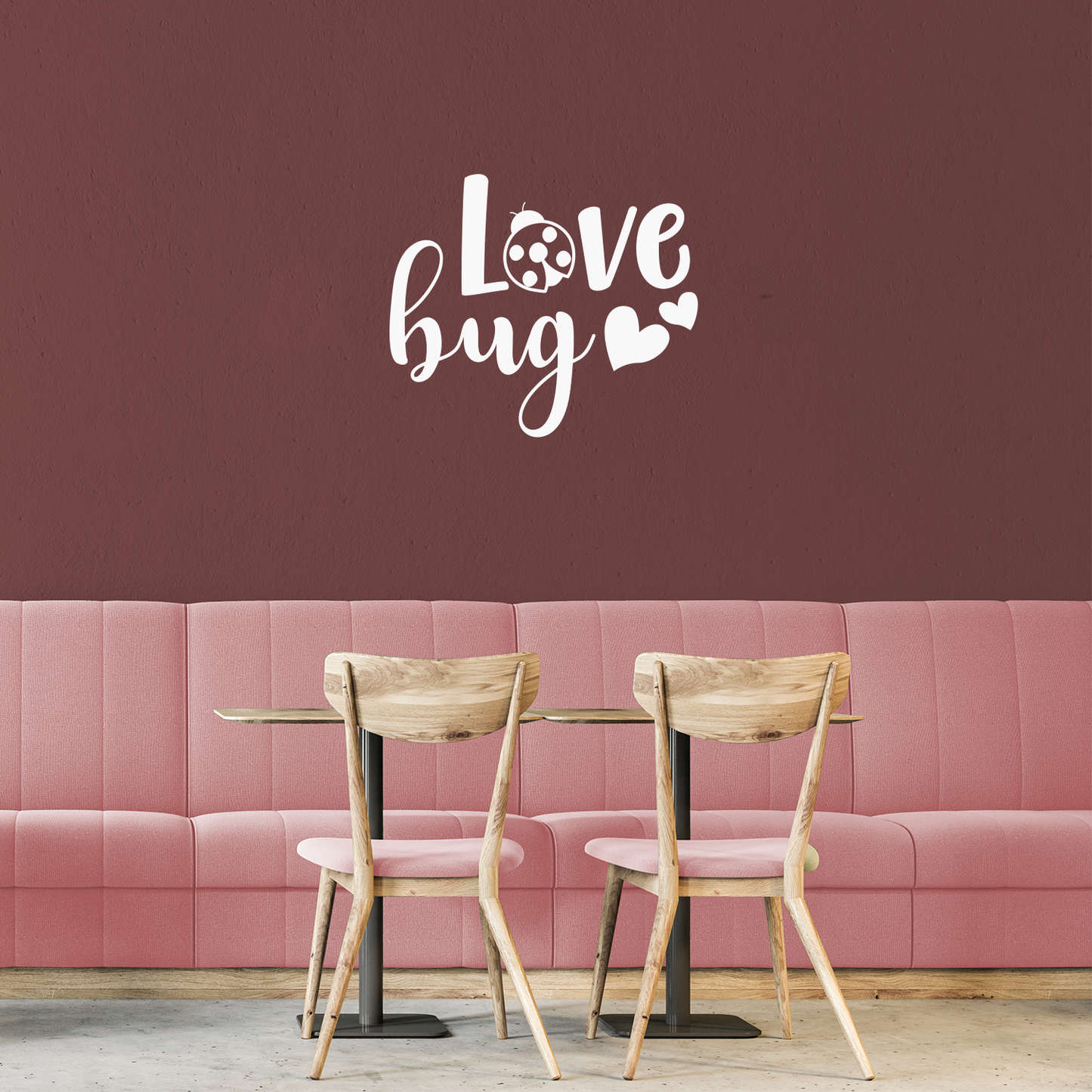 Vinyl Wall Art Decal - Love Bug - 22" x 26" - Trendy Artistic Design Hearts Ladybug for Home Storefront Coffee Shop Couples Valentine's Day Decor Sticker