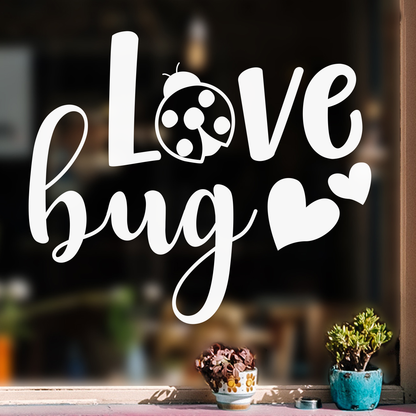 Vinyl Wall Art Decal - Love Bug - 22" x 26" - Trendy Artistic Design Hearts Ladybug for Home Storefront Coffee Shop Couples Valentine's Day Decor Sticker