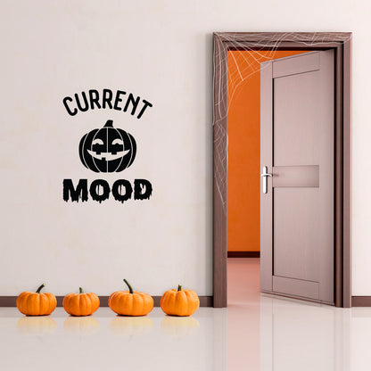 Vinyl Wall Art Decal - Current Mood Pumpkin - 30" x 23" - Scary Halloween Season Icon Design Seasonal Decoration Sticker for Teens Bedroom Living Room Office Store Door Window Spooky Decor