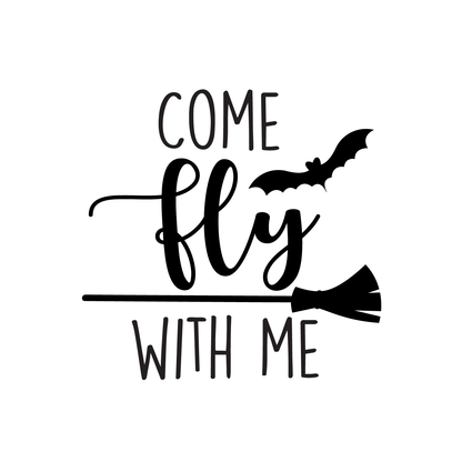 Vinyl Wall Art Decal - Come Fly with Me - 17" x 17.5" - Trendy Funny Scary Halloween Broom Design Sticker for Teens Bedroom Living Room Office School Classroom Store Door Window Spooky Decor