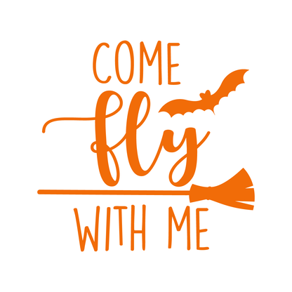 Vinyl Wall Art Decal - Come Fly with Me - 17" x 17.5" - Trendy Funny Scary Halloween Broom Design Sticker for Teens Bedroom Living Room Office School Classroom Store Door Window Spooky Decor