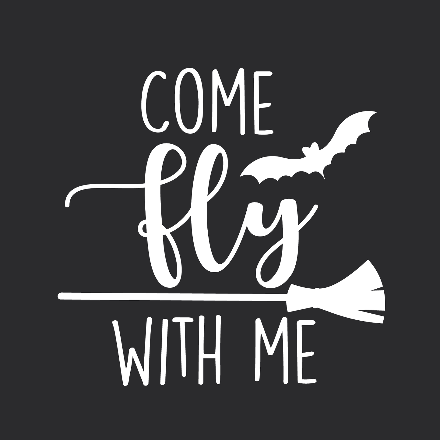 Vinyl Wall Art Decal - Come Fly with Me - 17" x 17.5" - Trendy Funny Scary Halloween Broom Design Sticker for Teens Bedroom Living Room Office School Classroom Store Door Window Spooky Decor