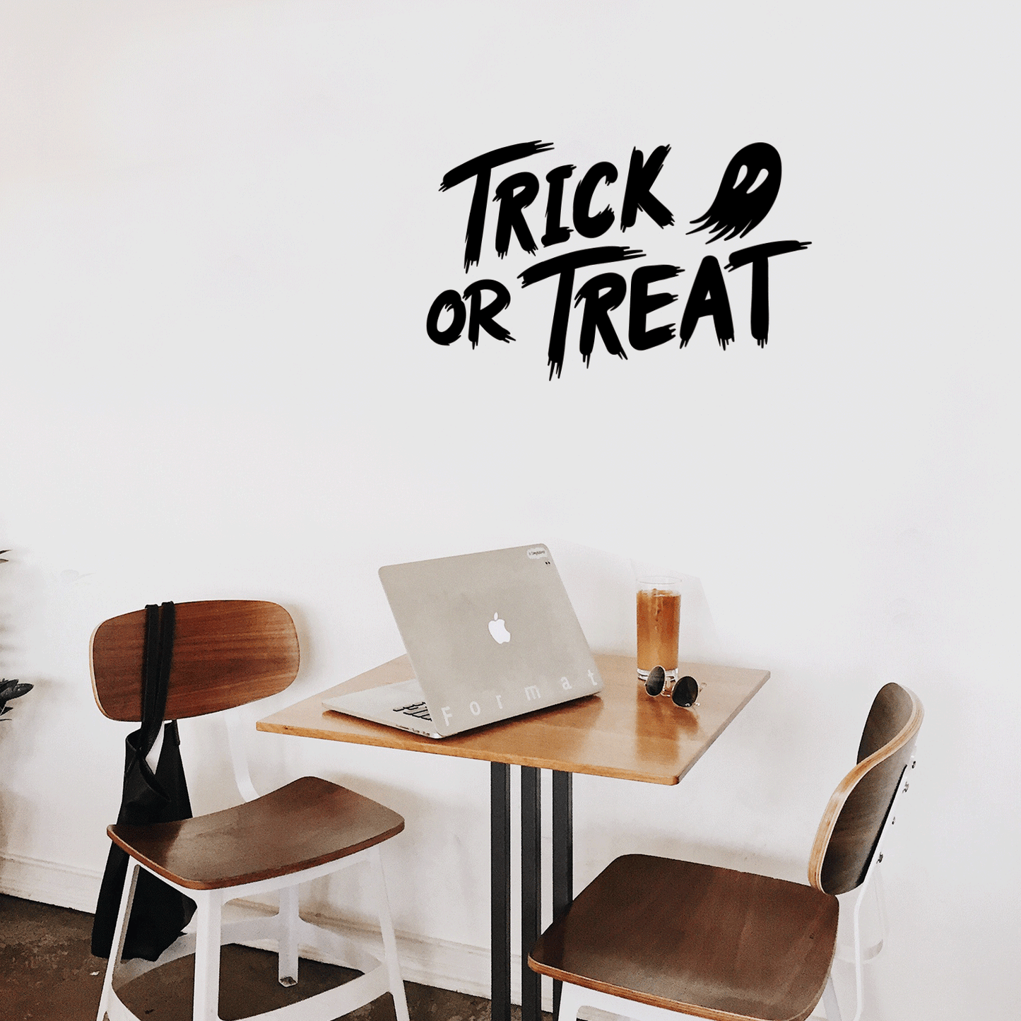 Vinyl Wall Art Decal - Trick Or Treat Ghost - 17" x 27" - Trendy Funny Scary Halloween Cute Ghost Design Sticker for Teens Bedroom Living Room Office School Classroom Store Door Window Spooky Decor