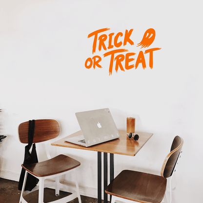 Vinyl Wall Art Decal - Trick Or Treat Ghost - 17" x 27" - Trendy Funny Scary Halloween Cute Ghost Design Sticker for Teens Bedroom Living Room Office School Classroom Store Door Window Spooky Decor