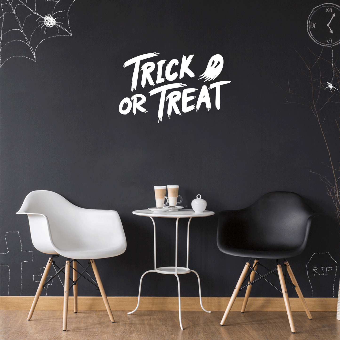 Vinyl Wall Art Decal - Trick Or Treat Ghost - 17" x 27" - Trendy Funny Scary Halloween Cute Ghost Design Sticker for Teens Bedroom Living Room Office School Classroom Store Door Window Spooky Decor