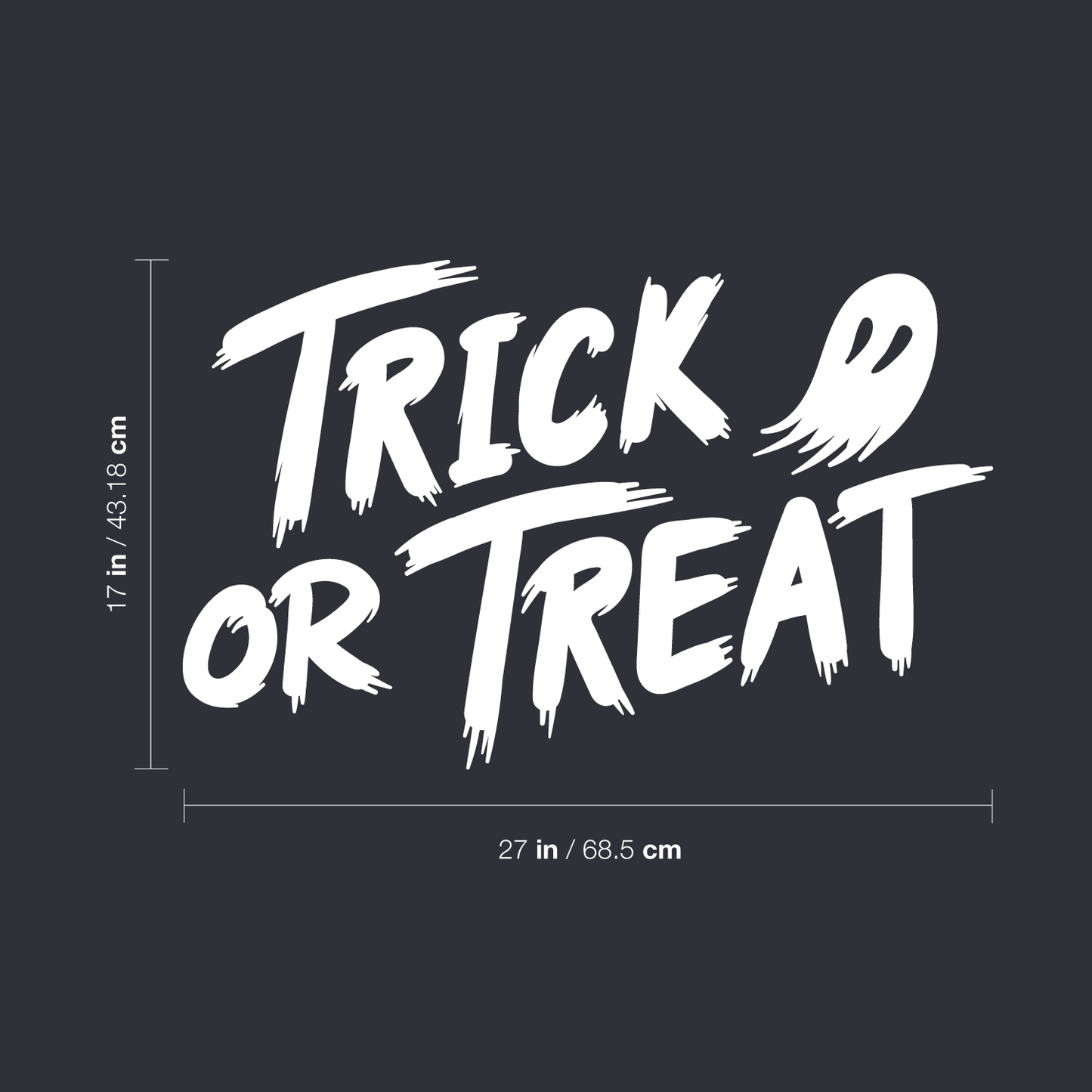 Vinyl Wall Art Decal - Trick Or Treat Ghost - 17" x 27" - Trendy Funny Scary Halloween Cute Ghost Design Sticker for Teens Bedroom Living Room Office School Classroom Store Door Window Spooky Decor