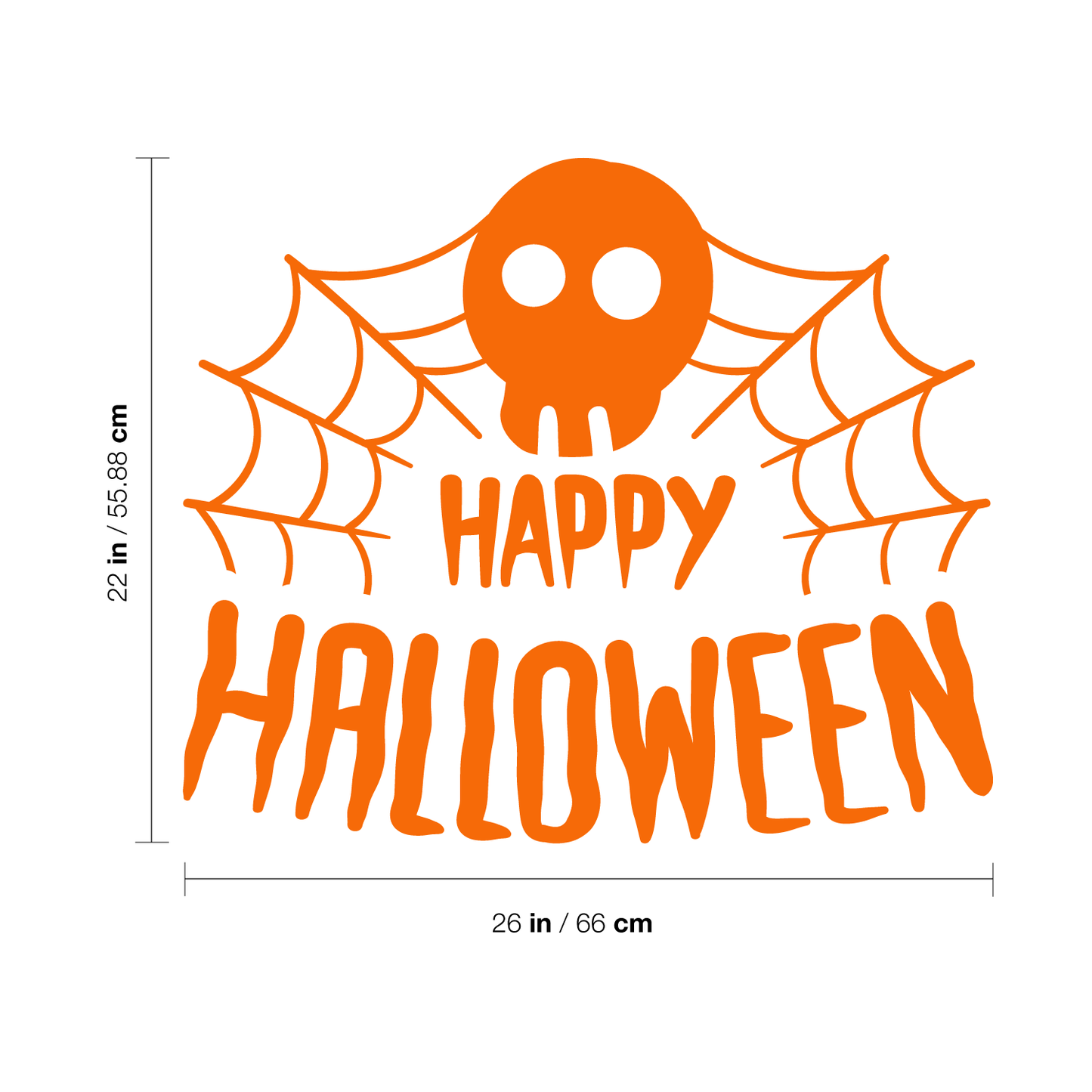 Vinyl Wall Art Decal - Happy Halloween Skull - 22" x 26" - Trendy Funny Scary Halloween Quote Sticker for Teens Bedroom Living Room Office School Classroom Store Door Window Coffee Shop Spooky Decor