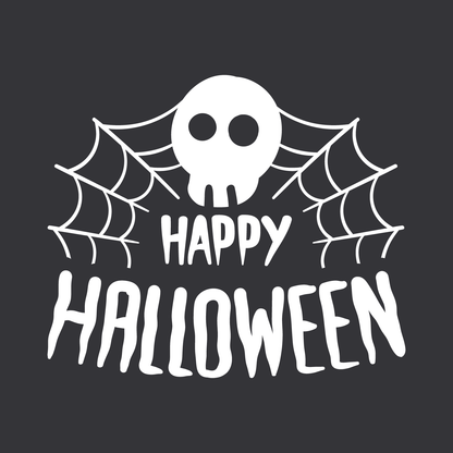 Vinyl Wall Art Decal - Happy Halloween Skull - 22" x 26" - Trendy Funny Scary Halloween Quote Sticker for Teens Bedroom Living Room Office School Classroom Store Door Window Coffee Shop Spooky Decor