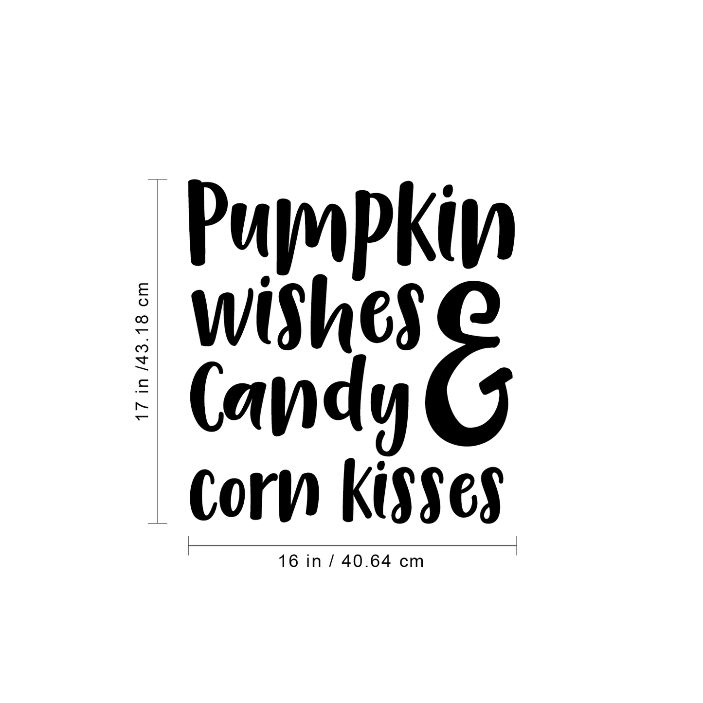 Halloween Wall Decal - Pumpkin Wishes and Candy Corn Kisses Vinyl Sticker - Removable Peel and Stick Indoor Outdoor Halloween Decorations for Home, Classroom, Windows, and Spooky Decor