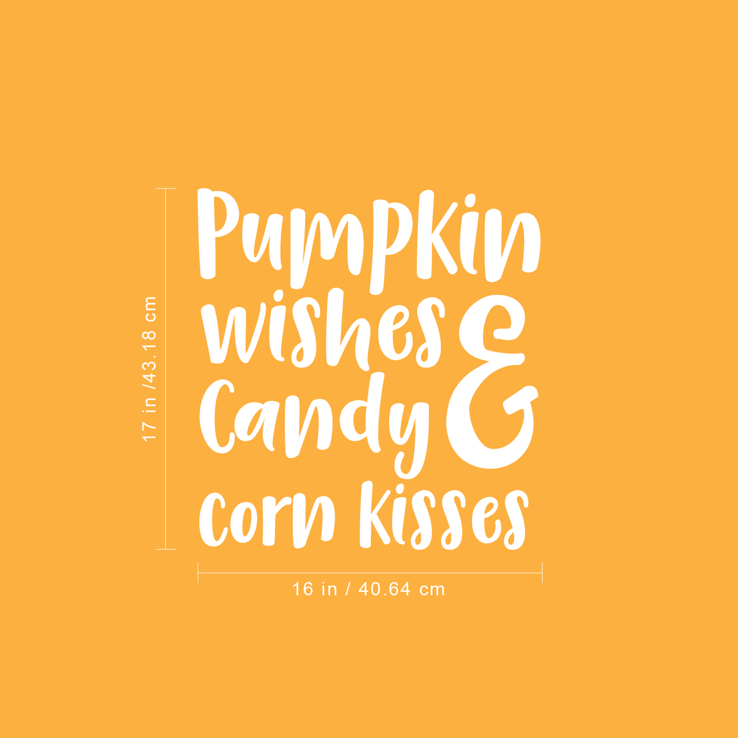 Halloween Wall Decal - Pumpkin Wishes and Candy Corn Kisses Vinyl Sticker - Removable Peel and Stick Indoor Outdoor Halloween Decorations for Home, Classroom, Windows, and Spooky Decor