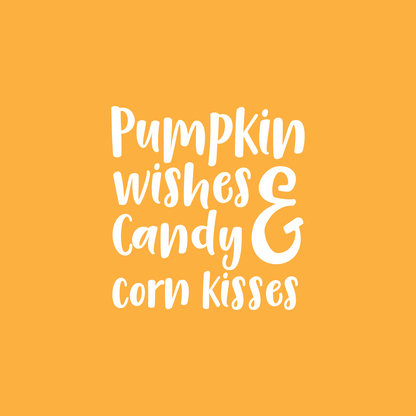 Halloween Wall Decal - Pumpkin Wishes and Candy Corn Kisses Vinyl Sticker - Removable Peel and Stick Indoor Outdoor Halloween Decorations for Home, Classroom, Windows, and Spooky Decor