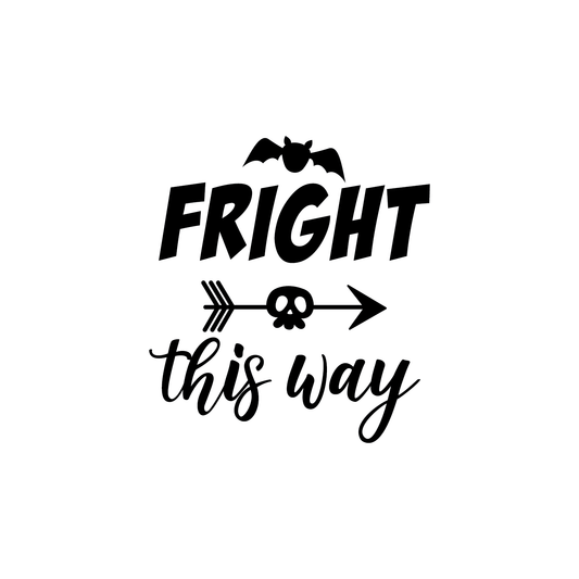 Vinyl Wall Art Decal - Fright This Way - 18.5" x 17" - Funny Trendy Halloween Arrow Shape Sticker for Entry Way Hall Door Living Room Office School Classroom Store Window Spooky Decor