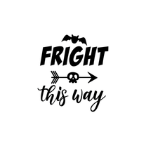 Vinyl Wall Art Decal - Fright This Way - 18.5" x 17" - Funny Trendy Halloween Arrow Shape Sticker for Entry Way Hall Door Living Room Office School Classroom Store Window Spooky Decor