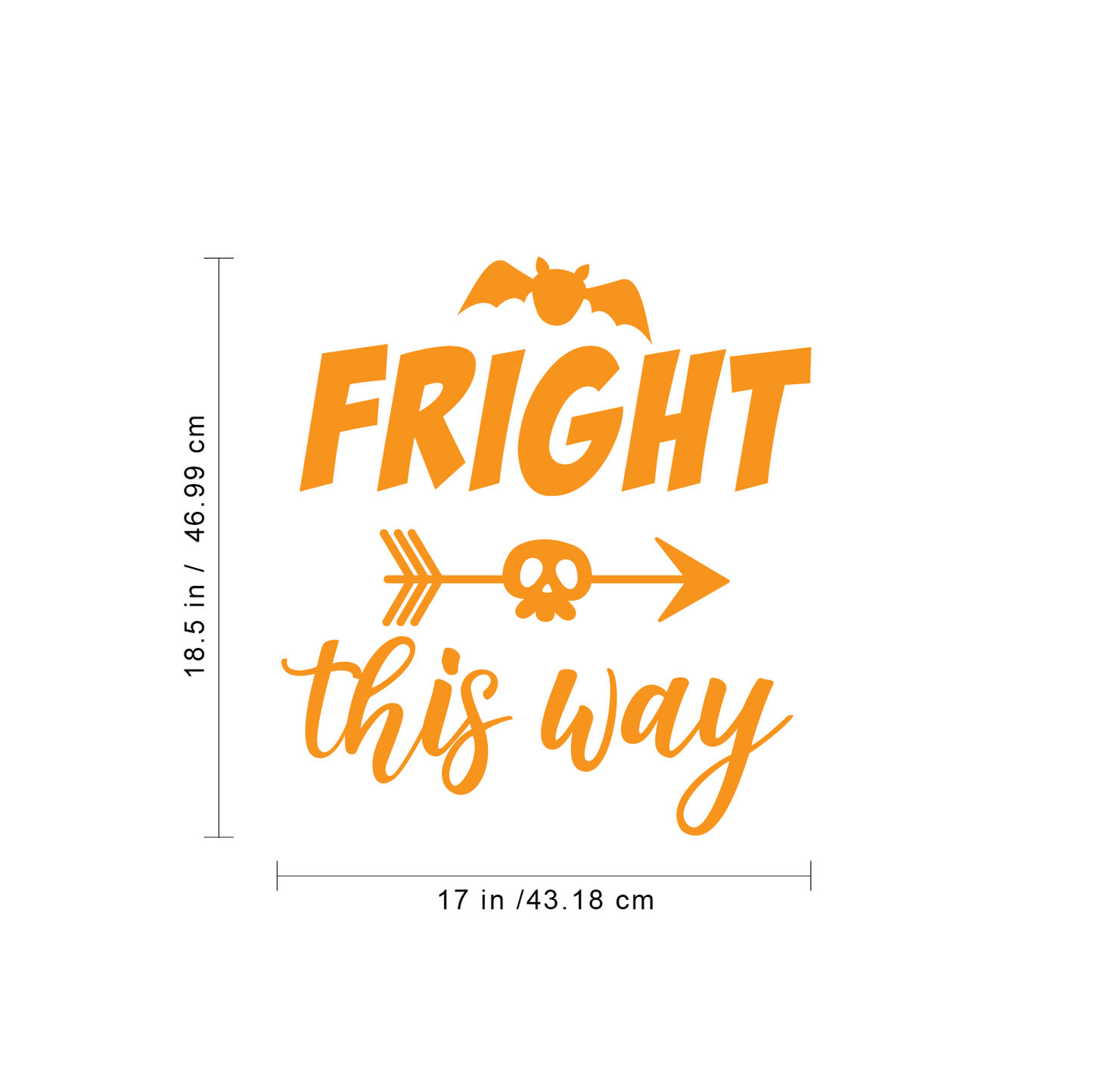 Vinyl Wall Art Decal - Fright This Way - 18.5" x 17" - Funny Trendy Halloween Arrow Shape Sticker for Entry Way Hall Door Living Room Office School Classroom Store Window Spooky Decor