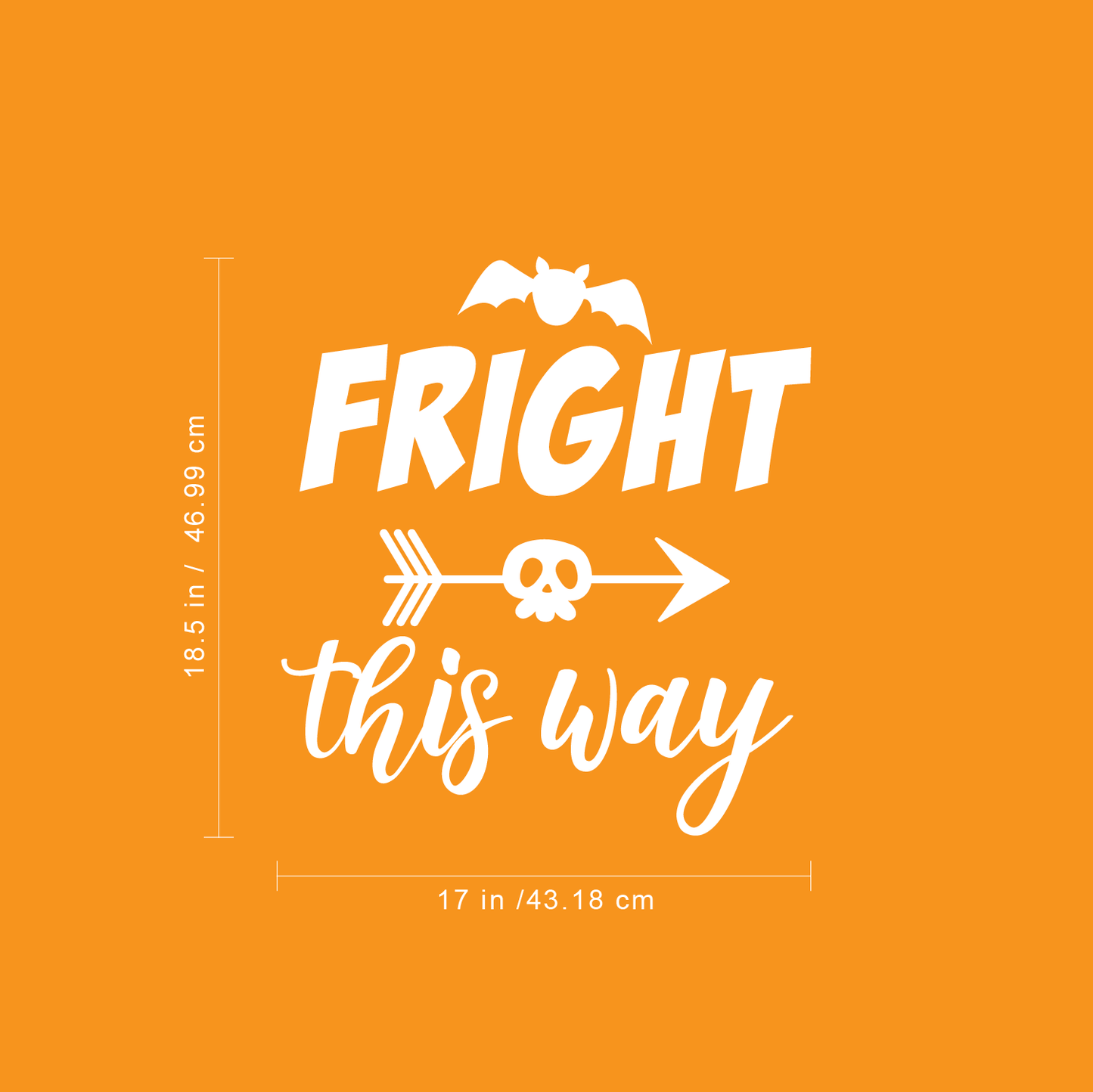 Vinyl Wall Art Decal - Fright This Way - 18.5" x 17" - Funny Trendy Halloween Arrow Shape Sticker for Entry Way Hall Door Living Room Office School Classroom Store Window Spooky Decor