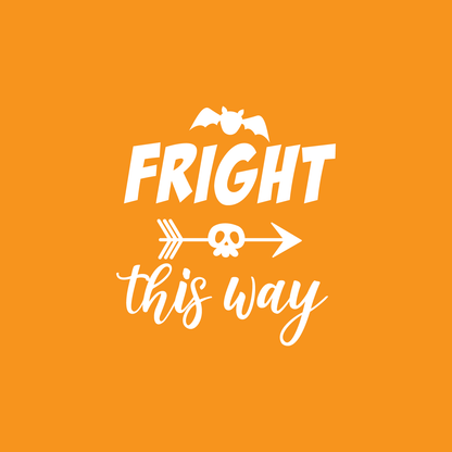 Vinyl Wall Art Decal - Fright This Way - 18.5" x 17" - Funny Trendy Halloween Arrow Shape Sticker for Entry Way Hall Door Living Room Office School Classroom Store Window Spooky Decor