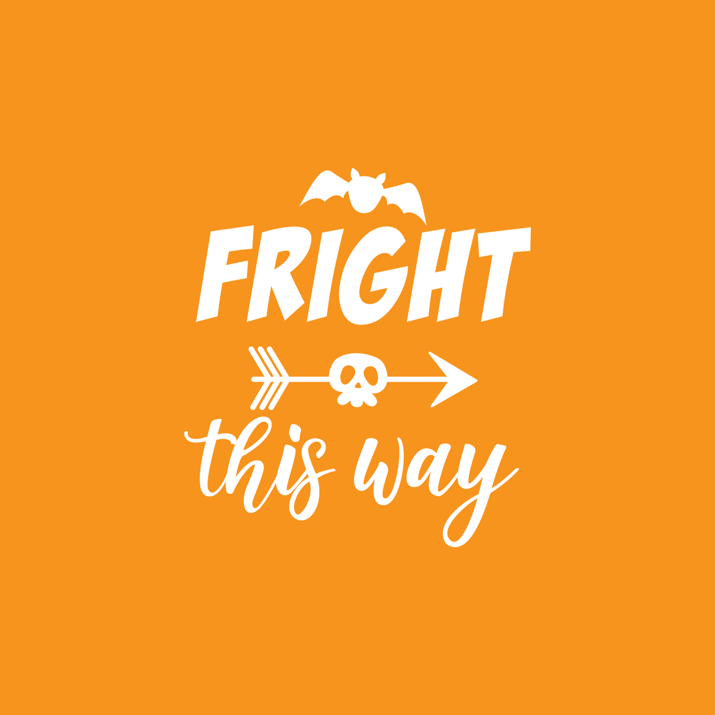 Vinyl Wall Art Decal - Fright This Way - 18.5" x 17" - Funny Trendy Halloween Arrow Shape Sticker for Entry Way Hall Door Living Room Office School Classroom Store Window Spooky Decor