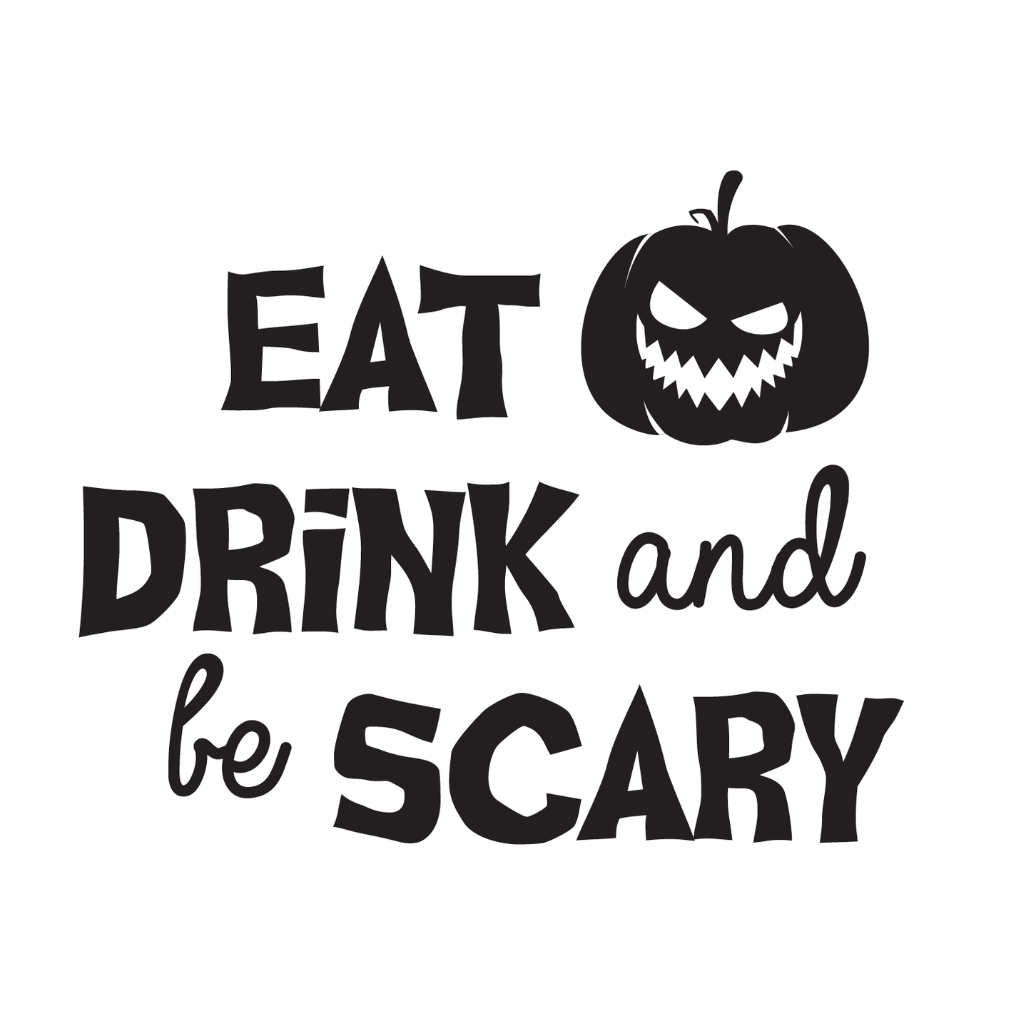 Vinyl Wall Art Decal - Eat Drink and Be Scary - 17" x 21" - Trendy Funny Halloween Pumpkin Shape Quote Sticker for Entryway Dining Room Kitchen Restaurant Coffee Shop Store Window Spooky Decor