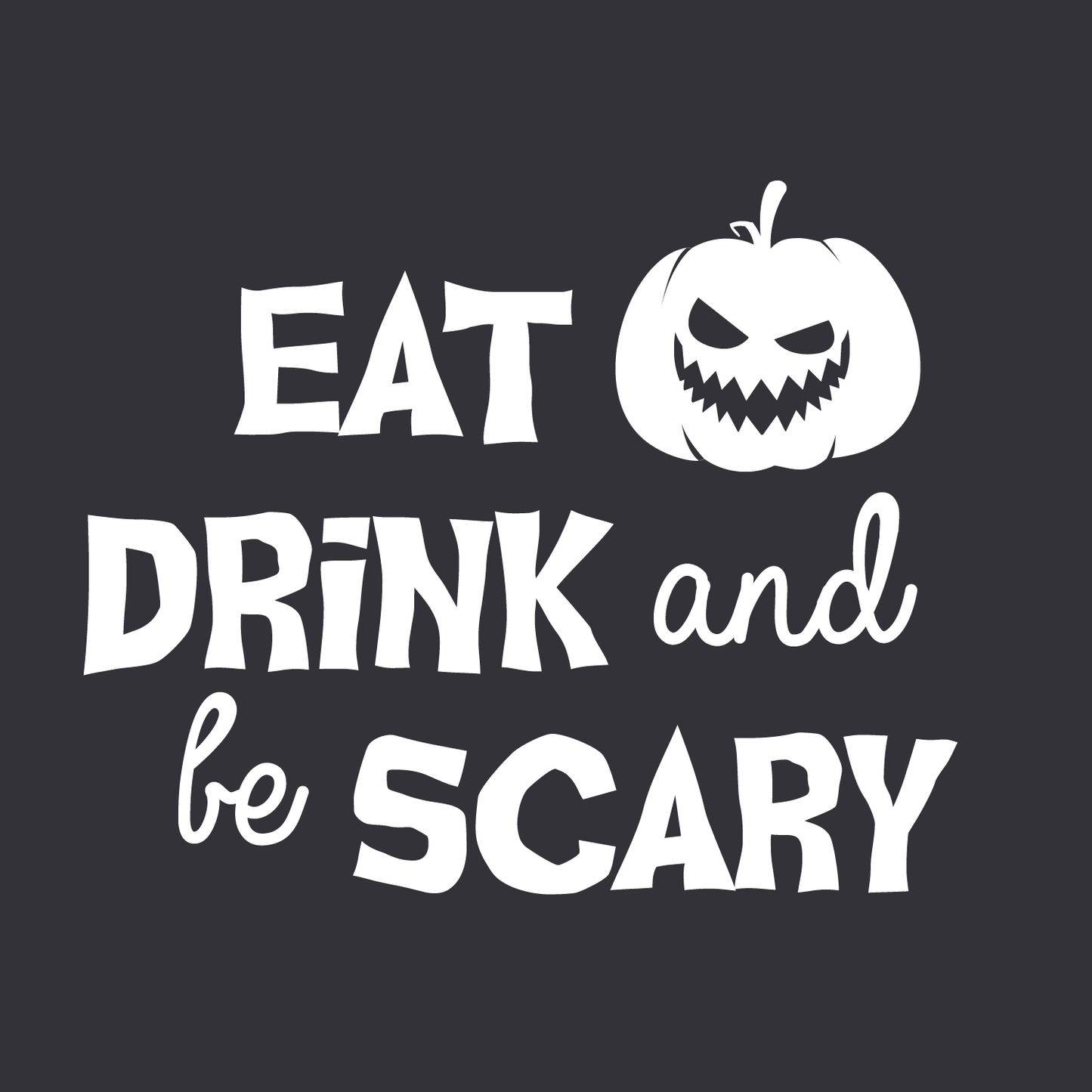 Vinyl Wall Art Decal - Eat Drink and Be Scary - 17" x 21" - Trendy Funny Halloween Pumpkin Shape Quote Sticker for Entryway Dining Room Kitchen Restaurant Coffee Shop Store Window Spooky Decor