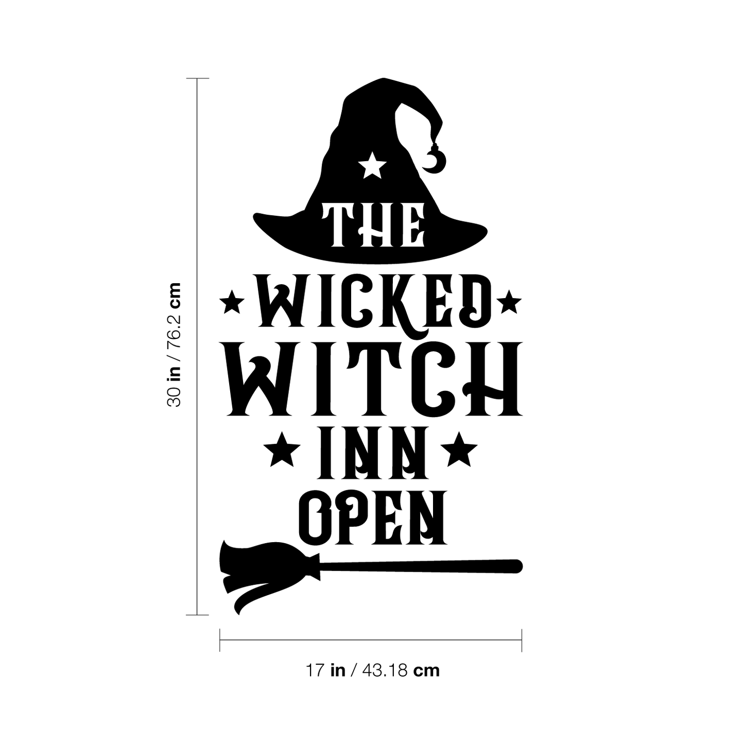 Vinyl Wall Art Decal - The Wicked Witch Inn Open - 17" x 22" - Trendy Funny Halloween Pumpkin Shape Quote Sticker for Entryway Dining Room Kitchen Restaurant Coffee Shop Store Window Spooky Decor