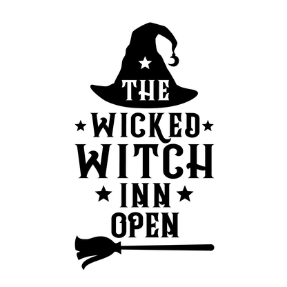 Vinyl Wall Art Decal - The Wicked Witch Inn Open - 17" x 22" - Trendy Funny Halloween Pumpkin Shape Quote Sticker for Entryway Dining Room Kitchen Restaurant Coffee Shop Store Window Spooky Decor