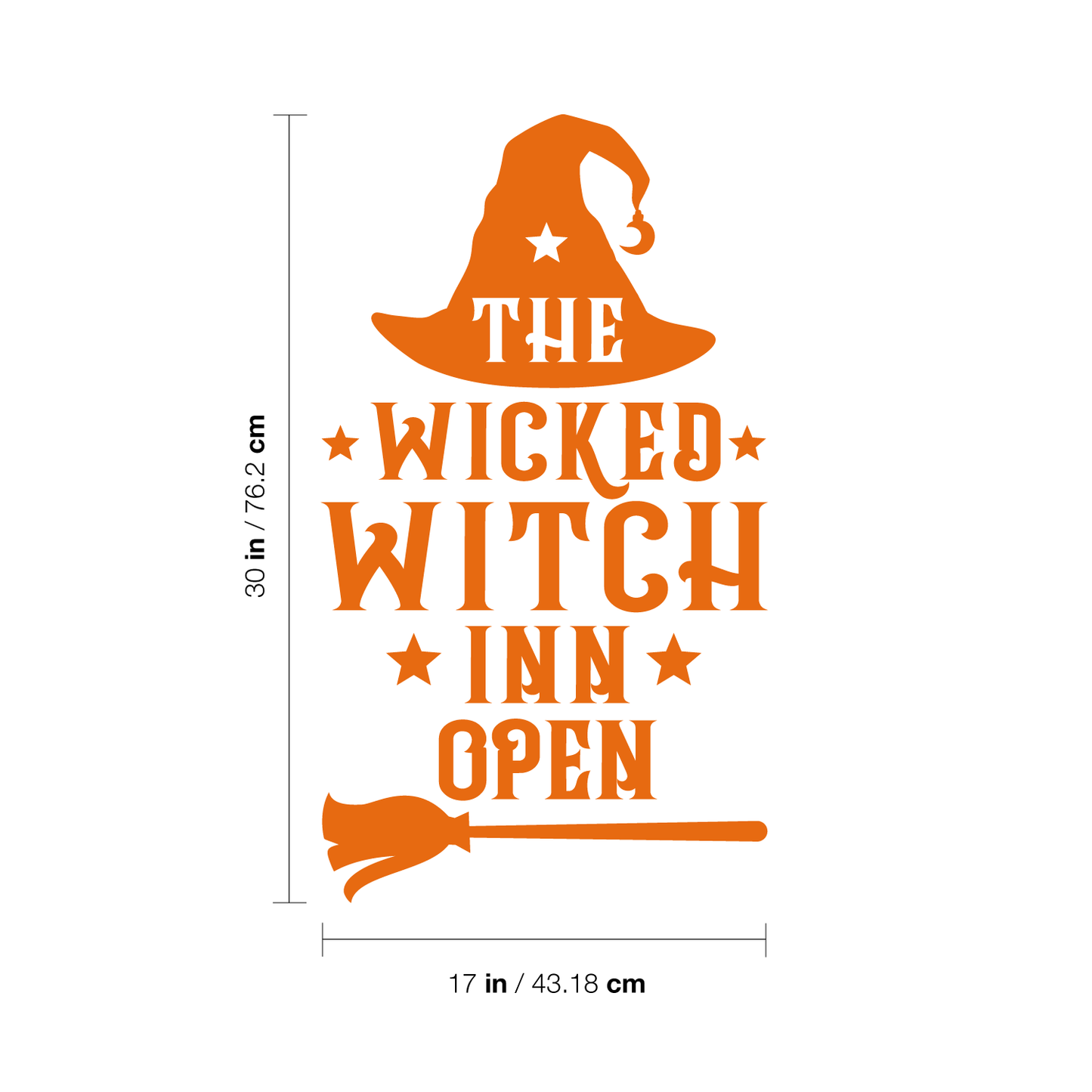 Vinyl Wall Art Decal - The Wicked Witch Inn Open - 17" x 22" - Trendy Funny Halloween Pumpkin Shape Quote Sticker for Entryway Dining Room Kitchen Restaurant Coffee Shop Store Window Spooky Decor