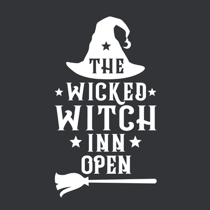 Vinyl Wall Art Decal - The Wicked Witch Inn Open - 17" x 22" - Trendy Funny Halloween Pumpkin Shape Quote Sticker for Entryway Dining Room Kitchen Restaurant Coffee Shop Store Window Spooky Decor