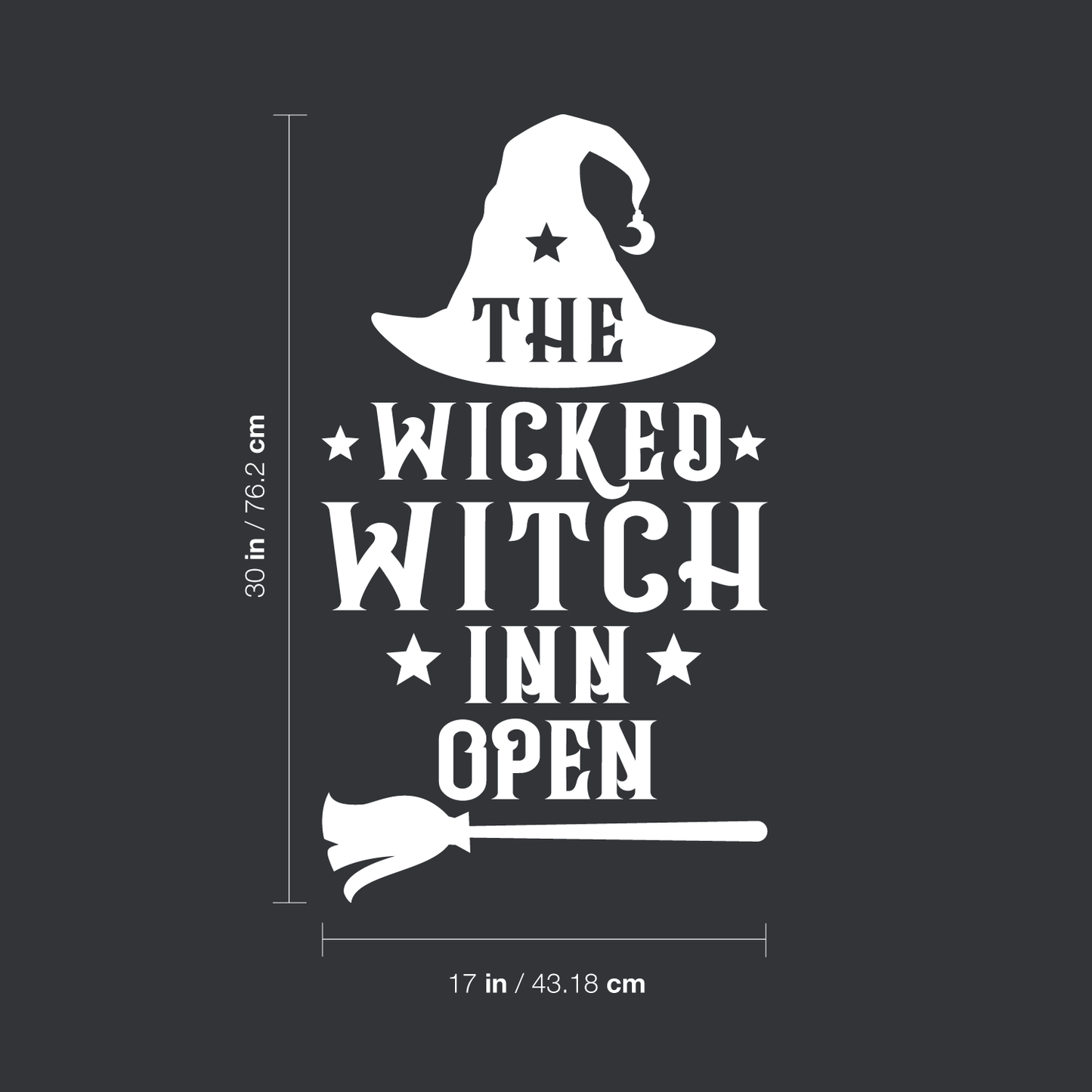 Vinyl Wall Art Decal - The Wicked Witch Inn Open - 17" x 22" - Trendy Funny Halloween Pumpkin Shape Quote Sticker for Entryway Dining Room Kitchen Restaurant Coffee Shop Store Window Spooky Decor