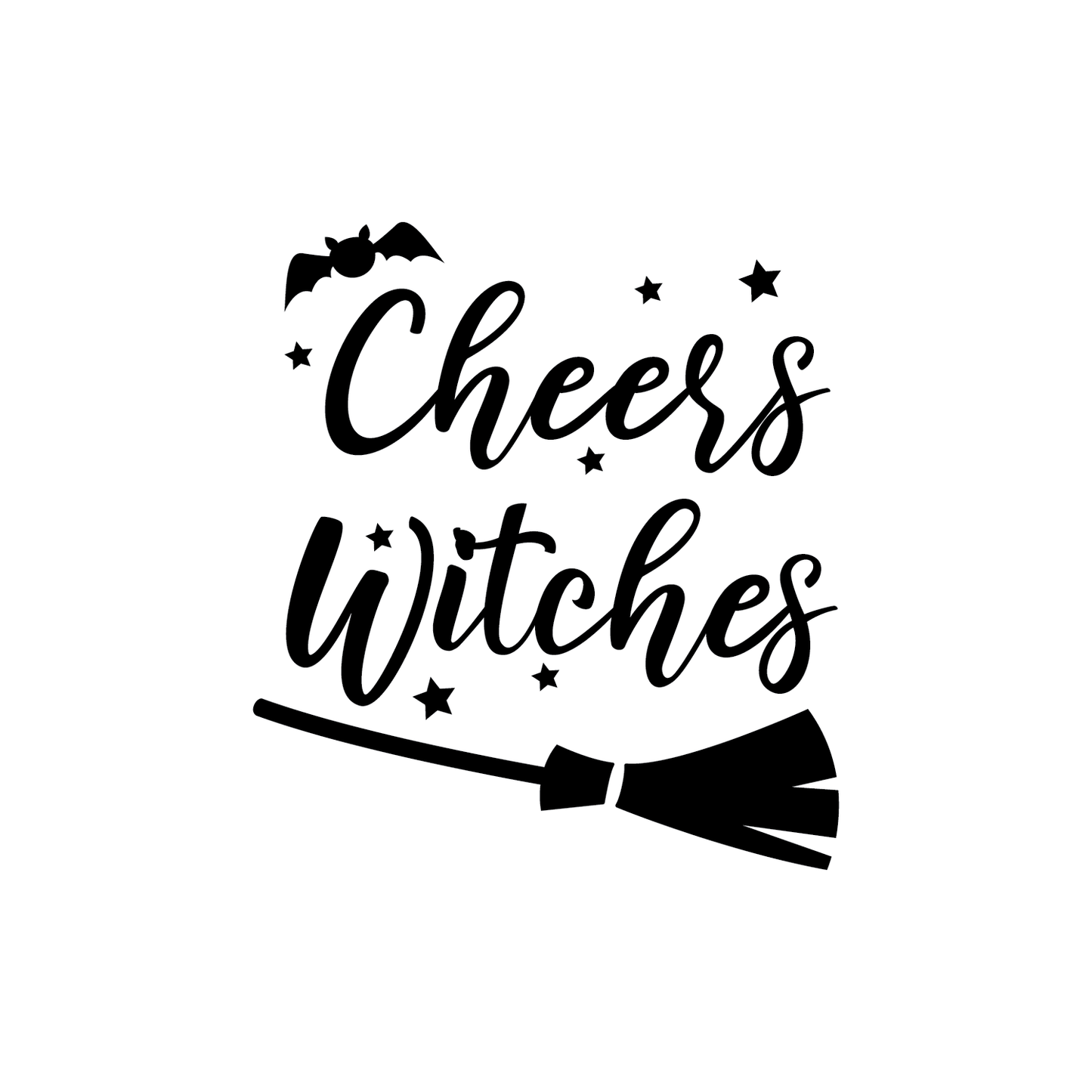 Vinyl Wall Art Decal - Cheers Witches - 24" x 21.5" - Trendy Cute Funny Halloween Season Quote Sticker for Living Room Entryway Office Kitchen Dining Room Spooky Decor