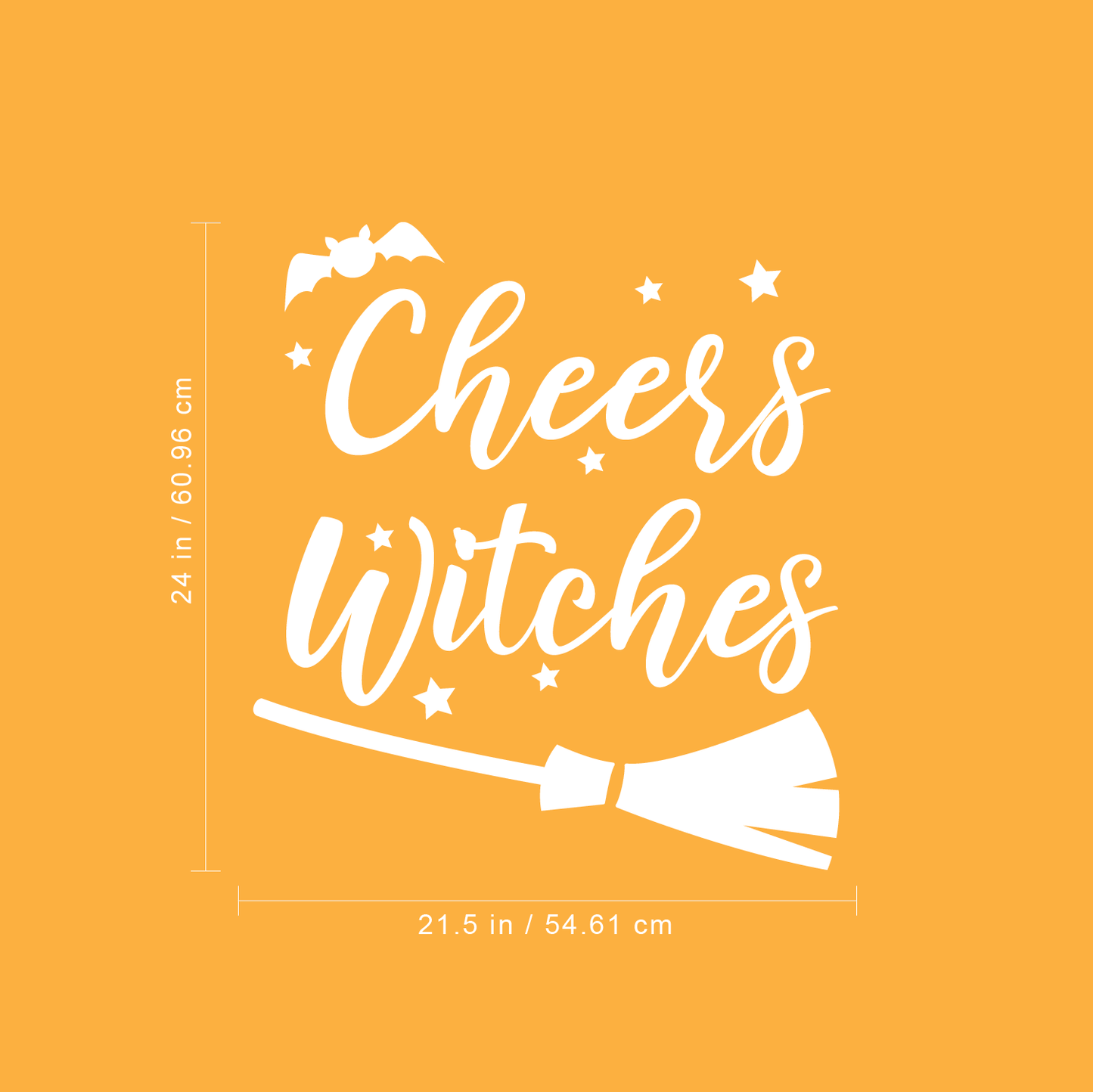 Vinyl Wall Art Decal - Cheers Witches - 24" x 21.5" - Trendy Cute Funny Halloween Season Quote Sticker for Living Room Entryway Office Kitchen Dining Room Spooky Decor