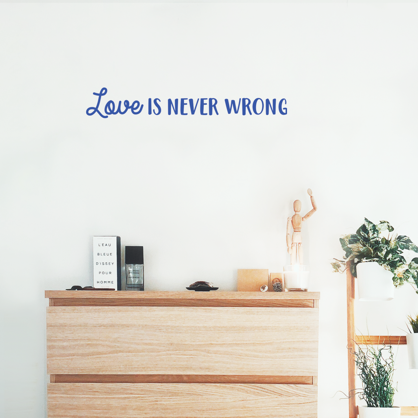 Vinyl Wall Art Decal - Love is Never Wrong - 4.5" x 30" - Motivational Trendy Cute Life Quote Sticker for Bedroom Living Room Closet Coffee Shop Valentine's Day Decor