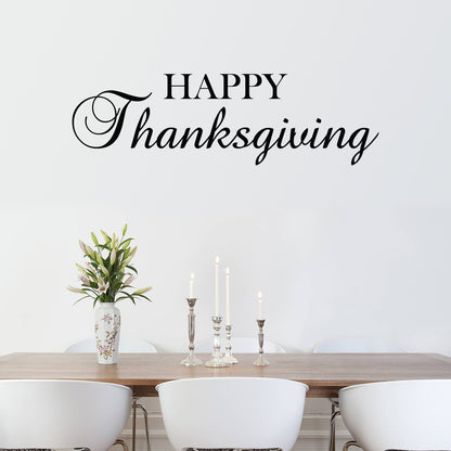 Vinyl Wall Art Decal - Happy Thanksgiving - 20" x 67" - Cute Grateful Inspirational Inspirational Thanksgiving Season Quote Sticker for Office Storefront Business Coffee Shop School Entryway Decor