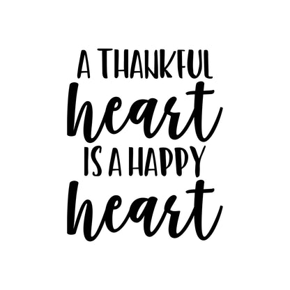 Vinyl Wall Art Decal - A Thankful Heart is A Happy Heart - 27" x 22" - Cute Positive Inspirational Good Vibes Quote Sticker for Bedroom Closet Kids Room Living Room Playroom Daycare School Decor