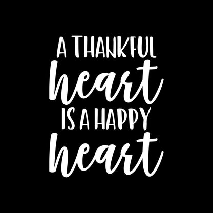 Vinyl Wall Art Decal - A Thankful Heart is A Happy Heart - 27" x 22" - Cute Positive Inspirational Good Vibes Quote Sticker for Bedroom Closet Kids Room Living Room Playroom Daycare School Decor