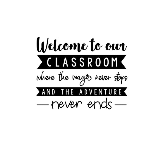 Vinyl Wall Art Decal - Welcome to Our Classroom Where - 16.5" x 20" - Trendy Positive Inspirational Educational Quote Sticker for Kids Room Playroom Daycare School Classroom Library Decor