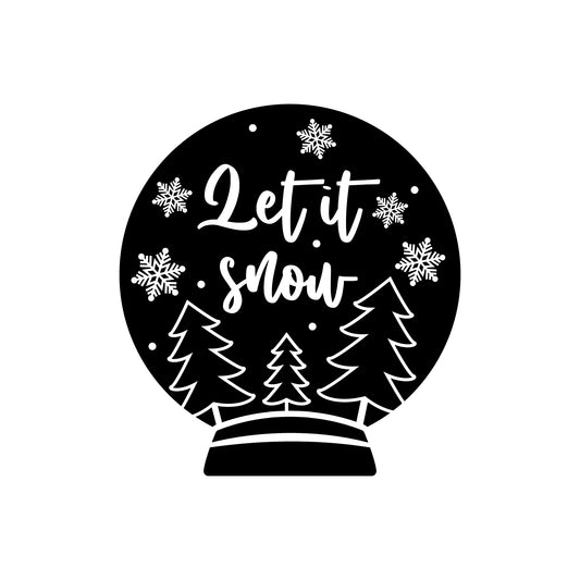 Let It Snow - Lovely Christmas Snow Globe Design Holiday Wall Art Sticker Vinyl Decal for Living Room Doors Windows Storefront School Coffee Shop