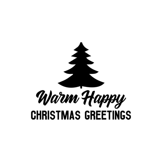 Vinyl Wall Art Decal - Warm Happy Christmas Greetings - 14" x 18" - Inspiring Lovely Quote Tree Design Sticker for Home Living Room Playroom School Coffee Shop Holyday Season Decor