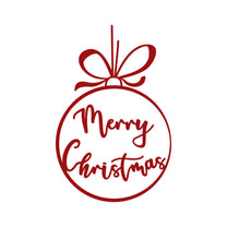 Vinyl Wall Art Decal - Merry Christmas Ornament - 26" x 17" - Trendy Cute Inspirational Christmas Holiday Season Quote Sticker for Living Dining Room Entry Door Storefront Shop Decor