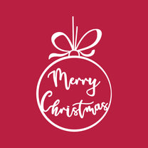 Vinyl Wall Art Decal - Merry Christmas Ornament - 26" x 17" - Trendy Cute Inspirational Christmas Holiday Season Quote Sticker for Living Dining Room Entry Door Storefront Shop Decor