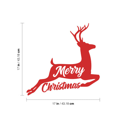 Vinyl Wall Art Decal - Merry Christmas Deer - 17" x 17" - Lovely Cool Inspirational Fun Holyday Design Sticker for Home Bedroom Living Room Windows Doors Coffee Shop Office Decor